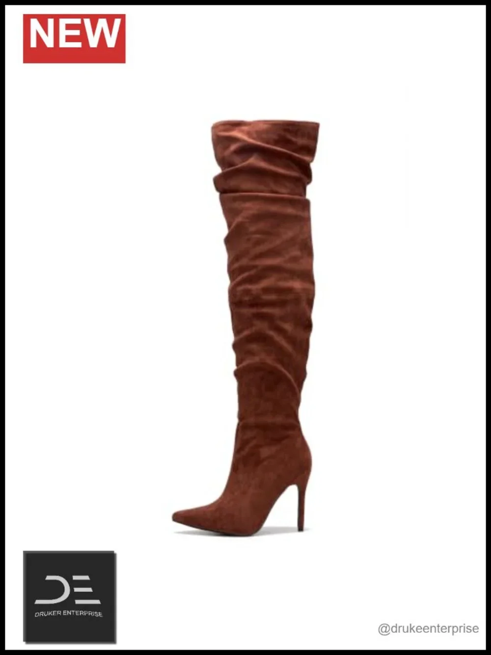Pointed Toe Thigh High Cowgirl Slouch Boots, 4-inch Stiletto Heel, Lightly